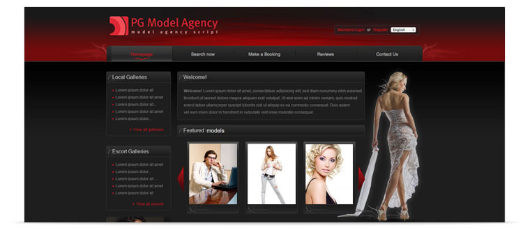 PG Model agency - ready-made modeling agency website. Start your own modeling agency!