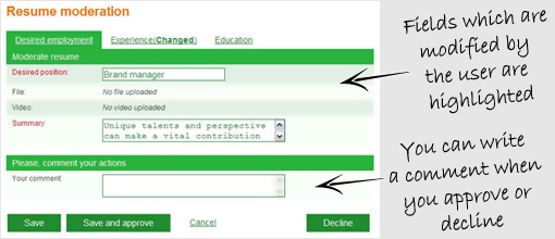 Moderation. PG Job Site Pro Solution | Job Board Software Management options