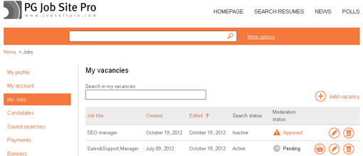 User friendly interface. PG Job Site Pro Solution | Job Board Software features